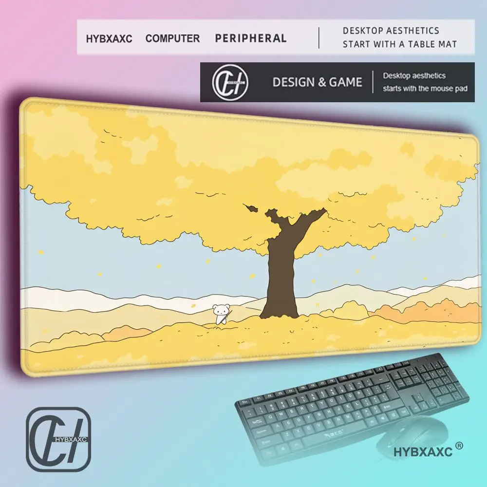 HBXAXC Korean Healing Art Illustration Mouse Pad, Extra Green Fresh Desk Mat, Cute Girls Laptop Keyboard  Desktop Protector