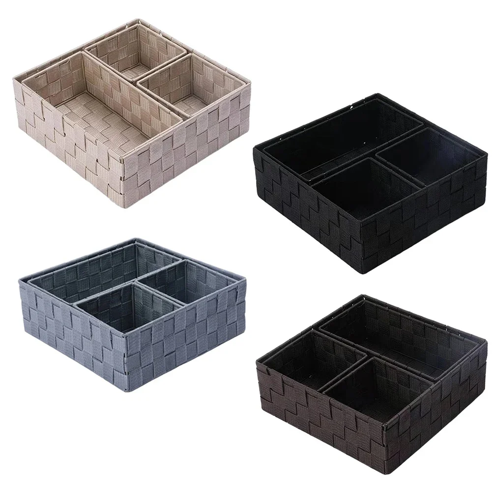 

Hand Woven Nylon Storage Basket Grocery Remote Control Holder Desktop Organizer Desktop Storage Box Office Shelves Cube Bins