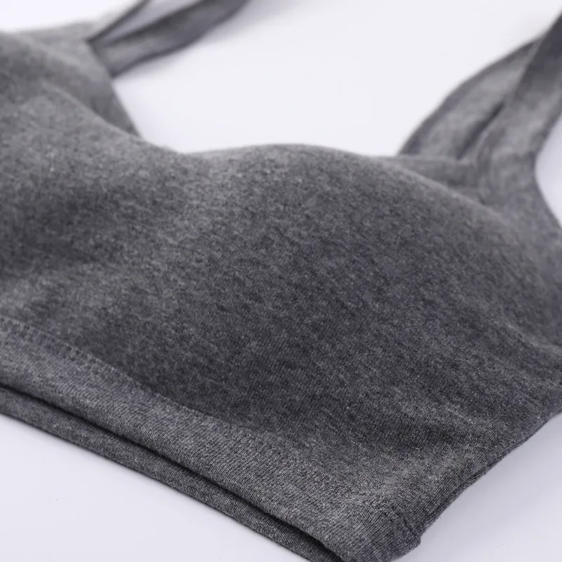 เสื้อชั้นในดันทรงไร้รอยต่อสำหรับผู้หญิงบรา Baju atasan olahraga ผ้าฝ้ายชั้นในดันทรงทรงอกยกทรงสตรีไร้รอยต่อ2024