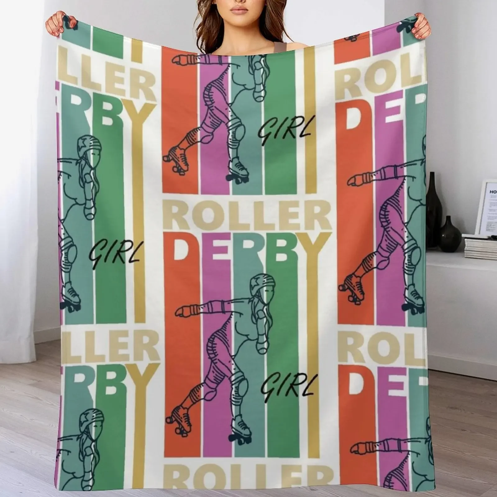 

Roller Derby GIRL Throw Blanket Hairy Plaid on the sofa bed plaid Sofas Blankets