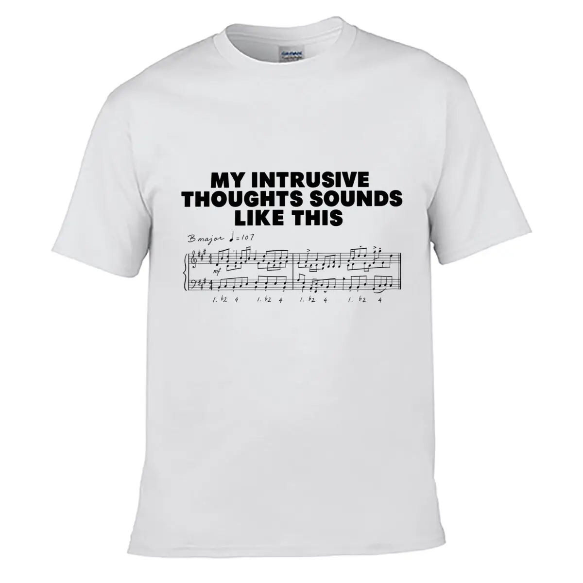My Intrusive Thoughts Sounds Like This B Major 107 Sheet Music Men Summer Washed Tee Loose Distressed Top