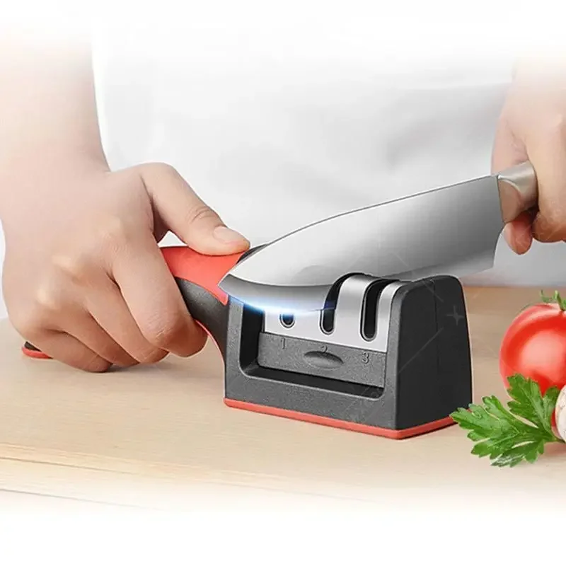Knife Sharpener Whetstone Sharpening Professional Multi-function 3 Stages Ceramic Sharpener for Kitchen Knife with Non-slip Base image 3