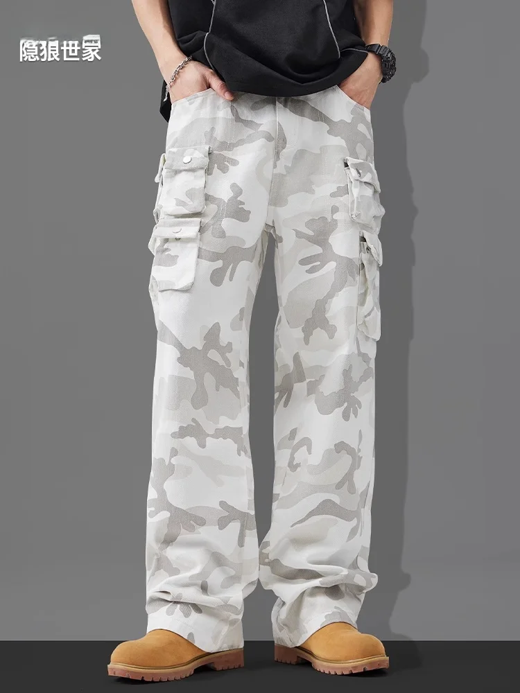

Casual Camouflage Outdoor Men's Summer New Sle Loose Straight Leg Trousers Multi-ket Workwear Faionable Youth Cotton