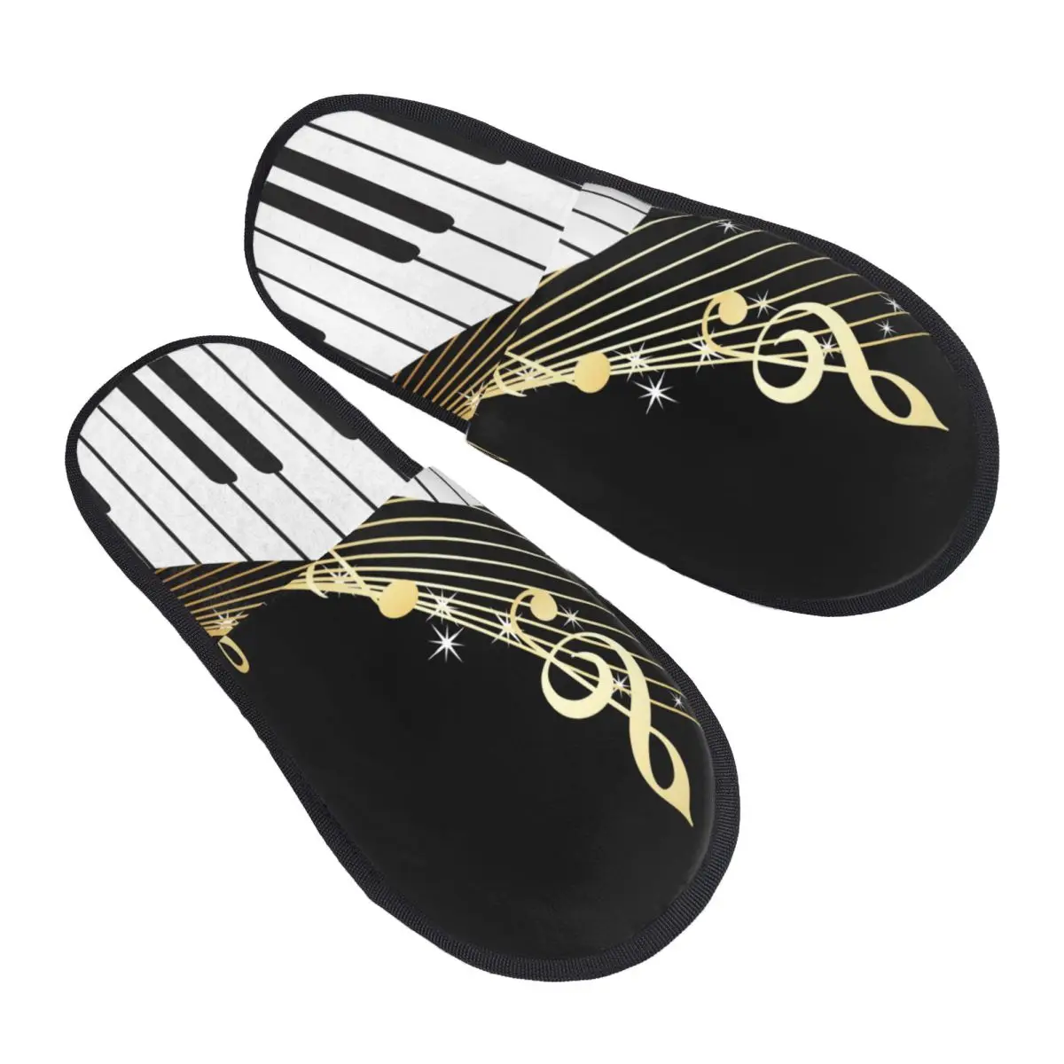 Piano Music Notes Slipper For Women Men Fluffy Winter Warm Slippers Indoor Slippers