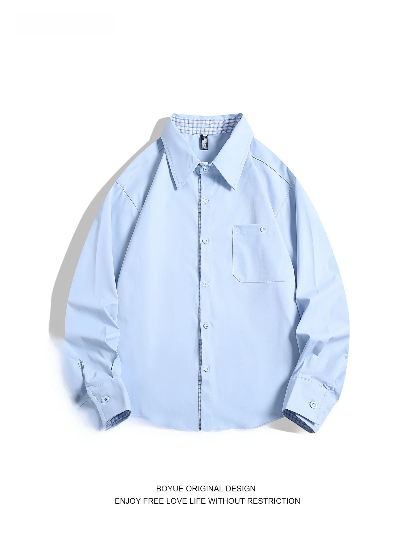 

Корейская повседневная рубашка Boyue с длинным рукавом, легкая однотонная мужская модная свободная верхняя одежда для весенне-осеннего сезона