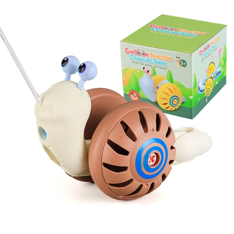 

N80C Crawling Toy for Kids Traction Rope Snail Toy Cartoon Animal with Leash Rope Walking Toy Toddler Favor Gift Walking Toy
