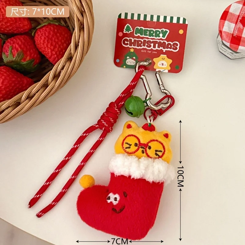 شجرة عيد الميلاد الزنجبيل رجل الفراولة هود ستار جرس حبل تجديل لينة أفخم المفاتيح طالب حقيبة كتف الديكور هدية