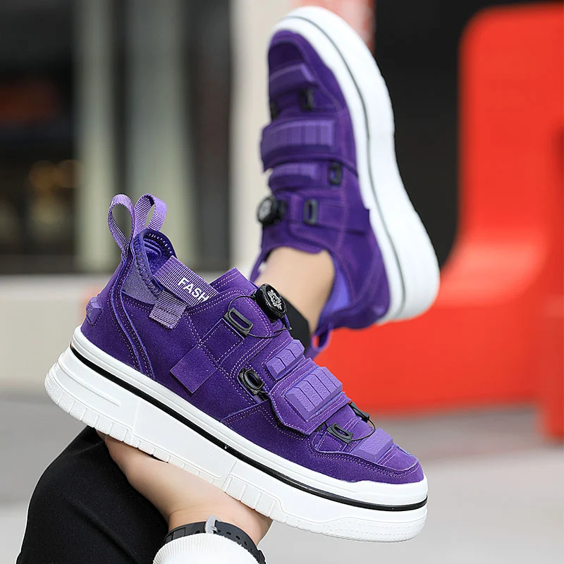 Rotary Buckle Casual Designer Sneakers Men Fashion Streetwear Hip Hop Shoes High Quality Skateboard Shoes Men Platform Sneakers