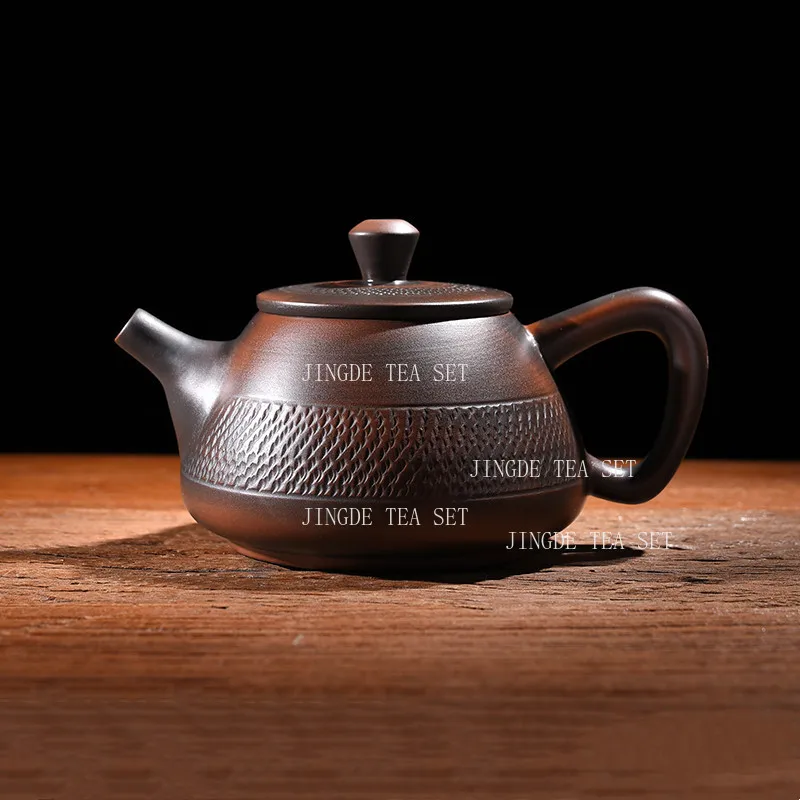 إبريق شاي فخار أرجواني من السيراميك، غلاية شاي منزلية صينية شبه مصنوعة يدويًا من Pu Erh Kung Fu