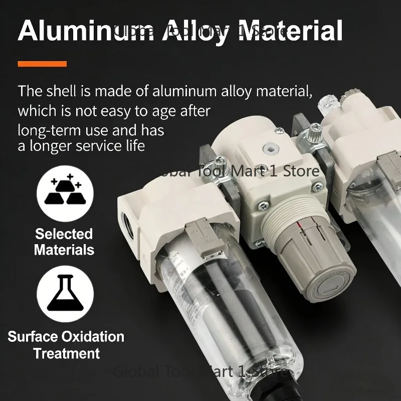 

Air Combination Air Filter + Regulator + Lubricator FRL Air Source Processor Automatically Water Drainage AC Three Unit