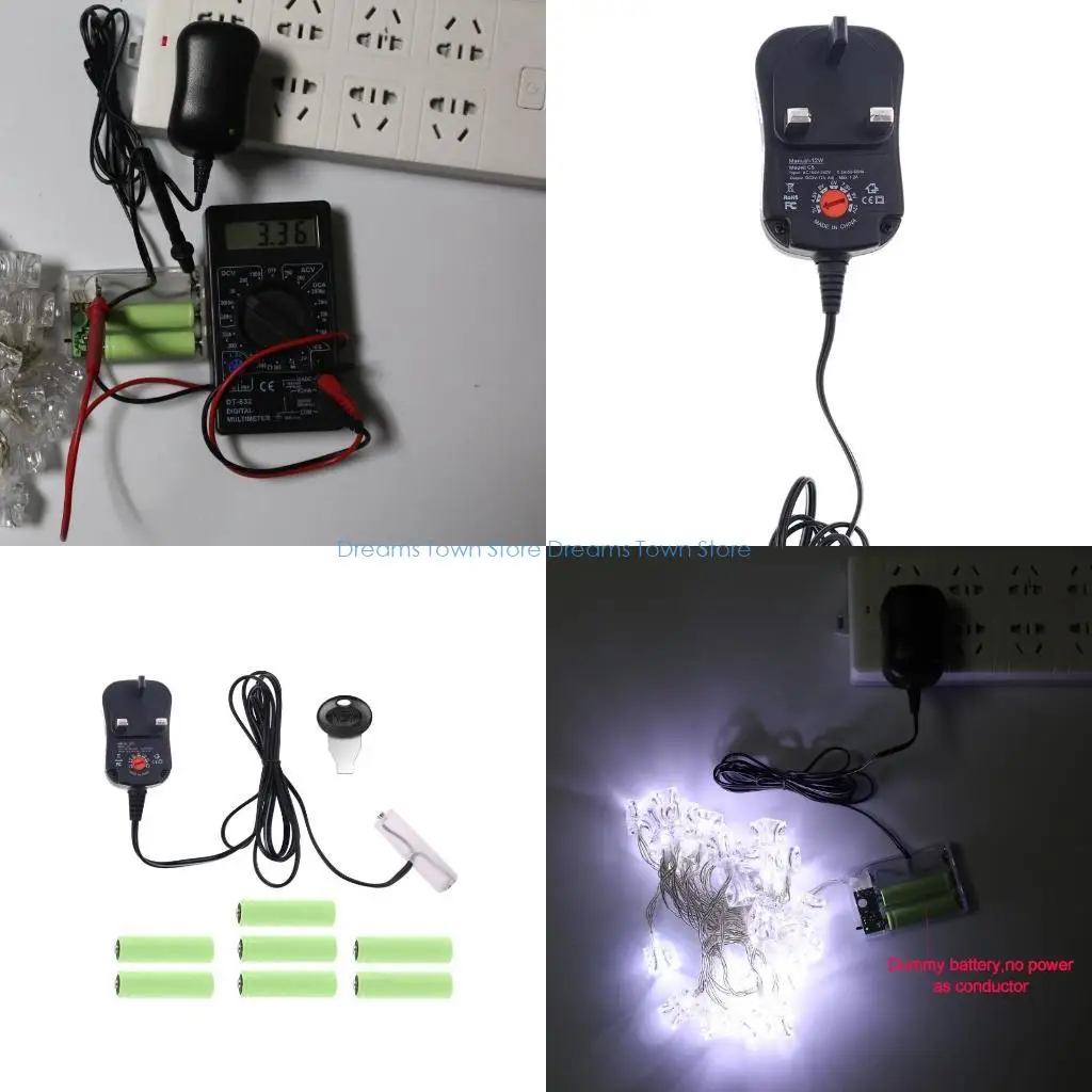 hx6a-単三電池エリミネーター英国電源調整可能な電圧-3v-45v-6v-9v-12v-アダプターは-2aa-から-8aa-電池を交換できます
