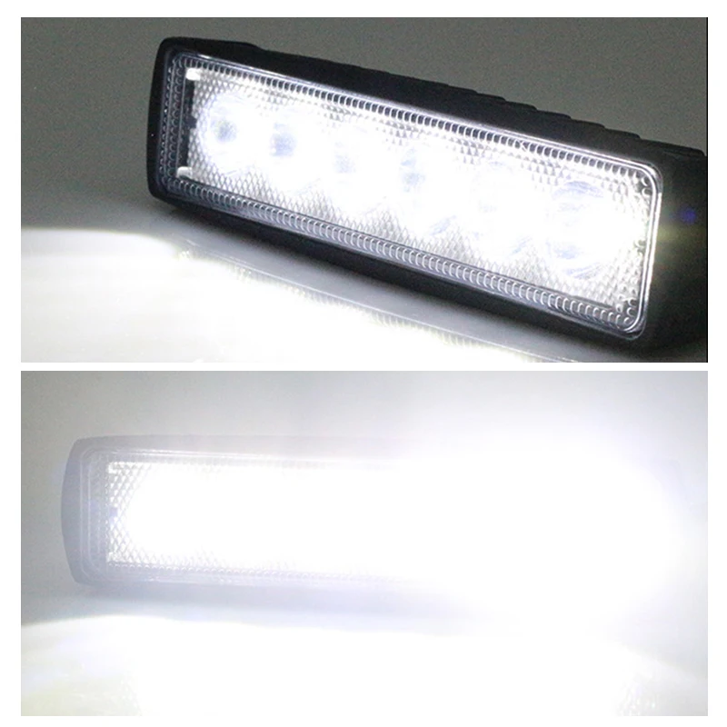 1PC 18w 6 LED Car Work Light DRL Spotlight High Bright Waterproof Auto Offroad SUV Truck Headlights Driving Lamp 12V 6000K