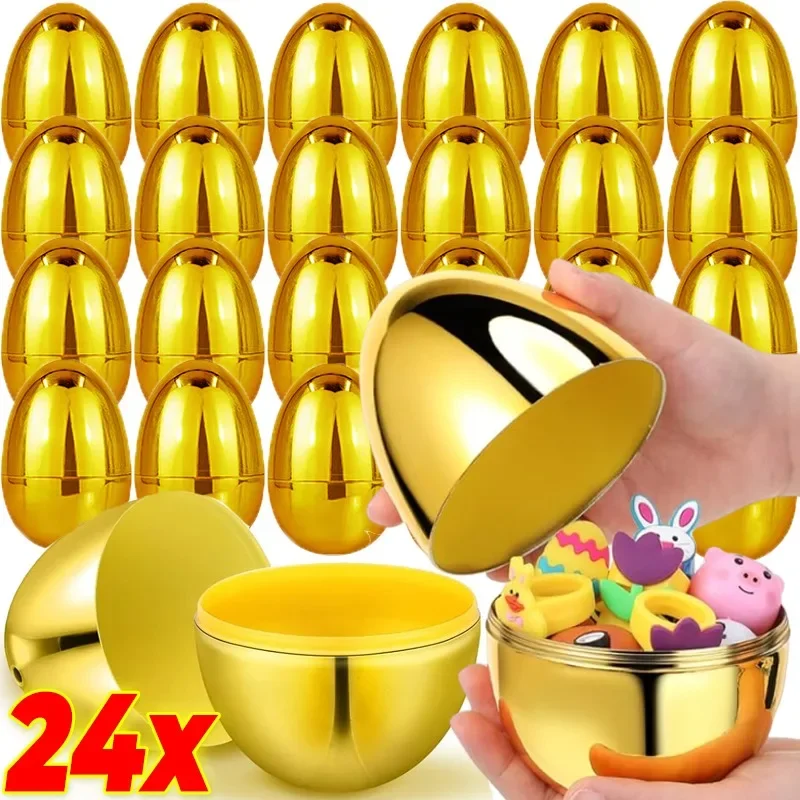 Easter Filling Eggs Golden Easter Decoration Egg Plastic Empty Simulation Eggshell Party Game Toys Festival Party Decor Supplies