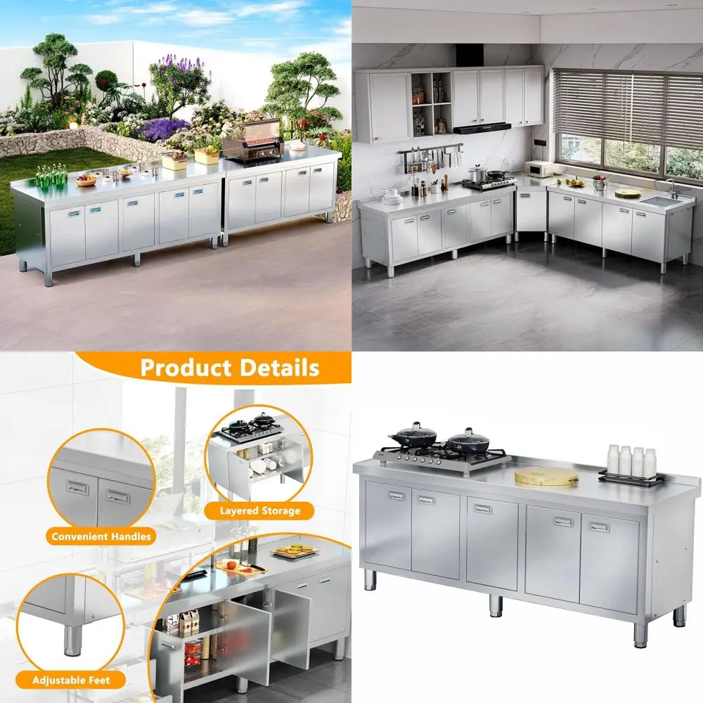 

Heavy-Duty 70 x 21 Stainless Steel Prep Table with Cabinet for Commercial Kitchens, Outdoor Use, and More
