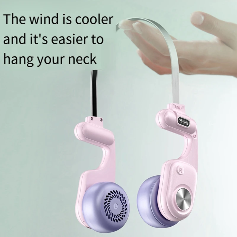 Ventilador de pescoço recarregável portátil, ventilador pessoal com 5 velocidades, wearable, 1600mAh ajustável, ventilador de pescoço para viagens