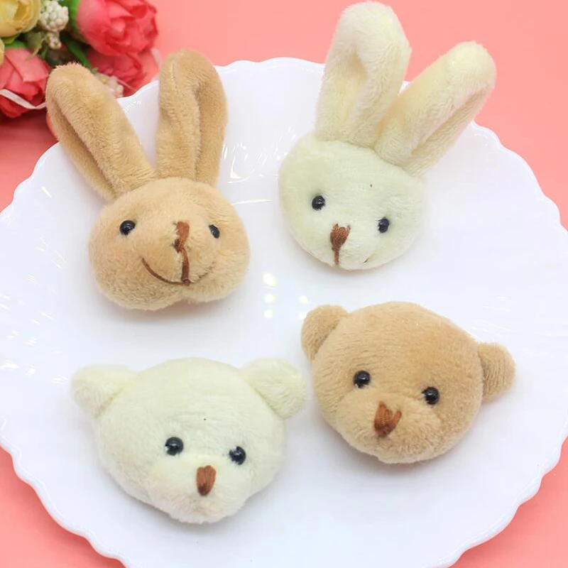 5Pcs/lot New Cartoon Plush Bear/Rabbit Patches DIY Cotton-filled Long Ears Rabbit Accessories Handmade Decorative Plush Doll