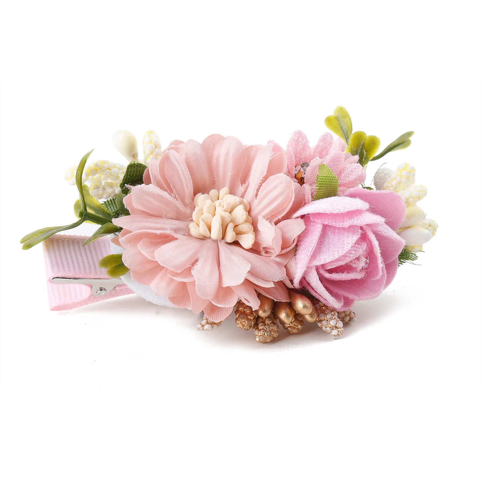 Pink Imitation Flower Hair Pins Headdress Hair Ornaments Princess Versatile Fresh Natural and Lovely Hair Clips for Baby Girl