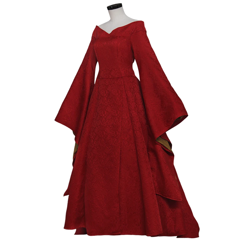 TV Cersei Lannister Cosplay Costume Women's Red Dress Royal Court Queen Walking Outfits Halloween Carnival Party Ball Gown view 3