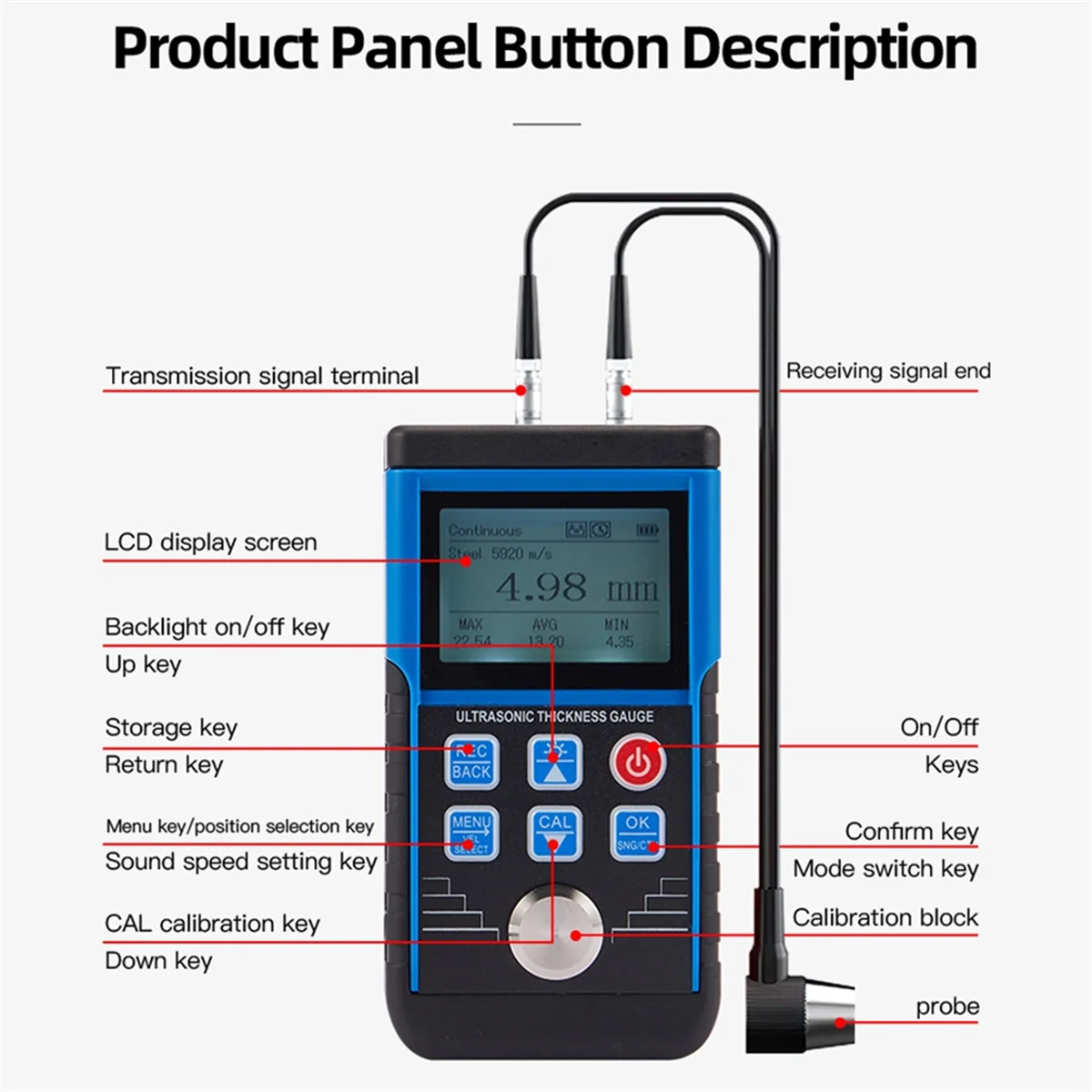 

SSR Fully Intelligent High-Tech Ultrasound Thickness Gauge for Cars Metal Meters Paint Thickness Tester Measurement Suitable