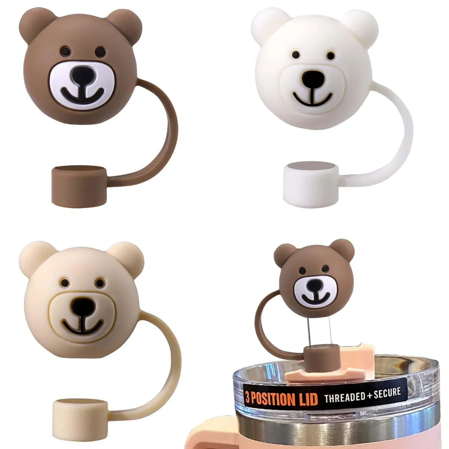 

1 Stanley Cup straw case, 10mm Bear straw case compatible with Stanley 30 and 40 ounces (Bear)