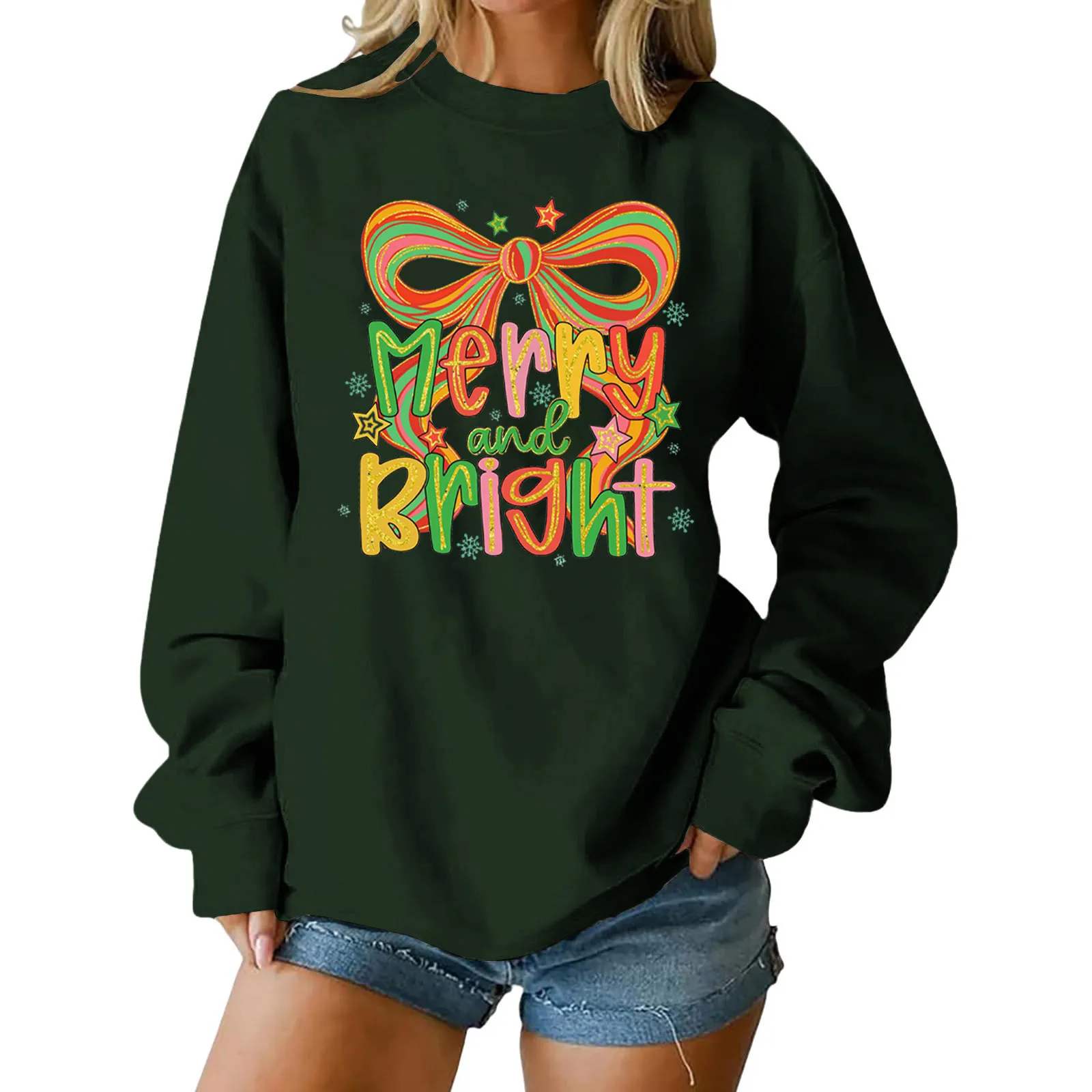 المرأة فضفاضة مريحة عارضة المألوف الطابع الطباعة جولة الرقبة طويلة الأكمام البلوز ملابس امرأة قمم للمرأة