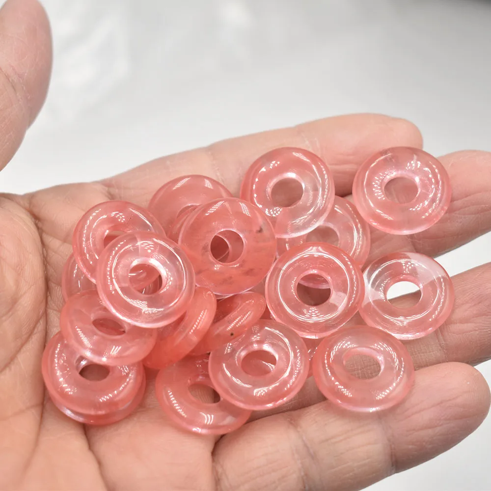 Modische, hochwertige, sortierte Naturstein-Gogo-Donut-Anhänger, Perlen 18mm für Schmuckherstellung, Großhandel 12 Stück/Los, kostenlos. – Detail 13