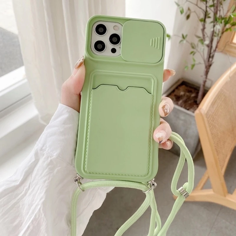 M5TD Silicone Phone Cover Case With Sliding Camera Card Pocket For Phone 15