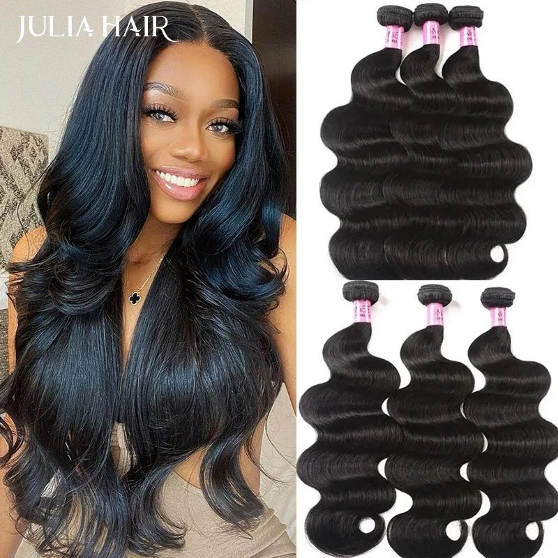 Julia Hair 30Inch Body Wave Brazilian Virgin Hair Bundles Natural Color 100% Human Hair Weave 3/4 pcs for Africa American Women