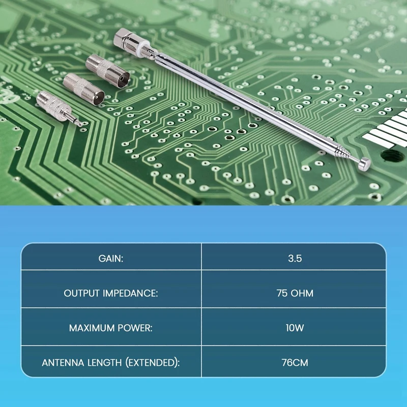 Antena de varilla, adaptador de 3,5 Mm, antena de Radio FM, tornillo telescópico de repuesto, conector macho tipo F, receptor estéreo AV