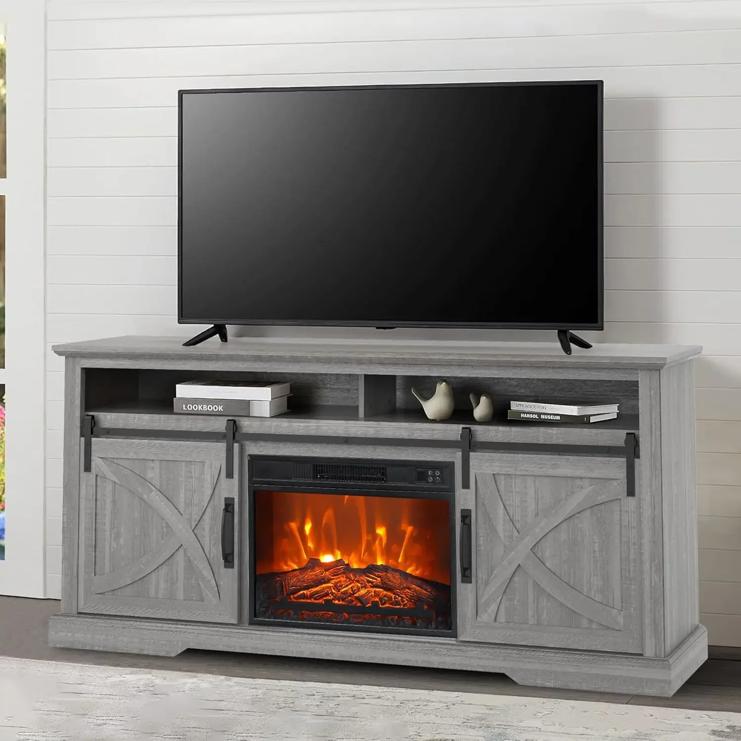 Fireplace TV Stand for 80 Inch TVs, 68