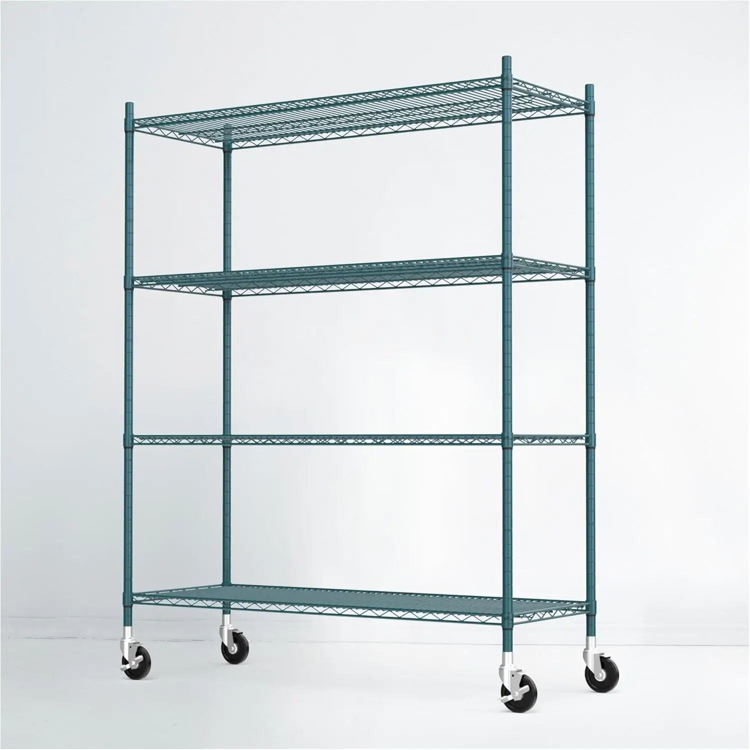 

Nsf 4-Tier Green-Epoxy Storage Shelves, 18""X48""X63"", Moist&Dry Enviroments, Commercial Heavy Duty Steel Wire Shelving Unit