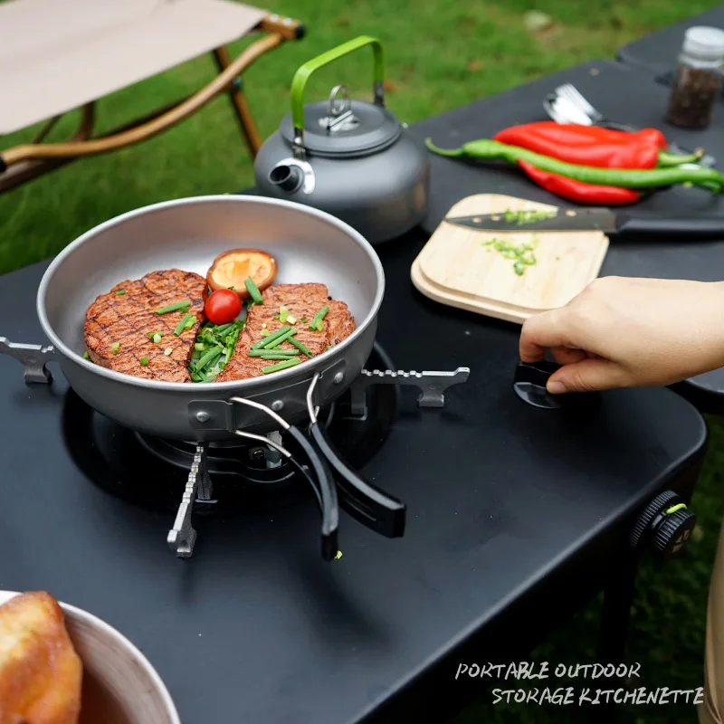 Stainless Steel Mobile Outdoor Kitchen Portable Stove Equipment Driving Self Camping Picnic BBQ Folding Cooking Table Grill