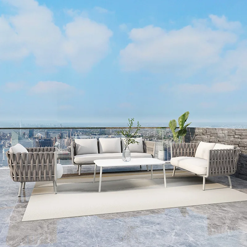 Terrace Sofa French Outdoor Rattan Chair Round Bed Sofa Bed