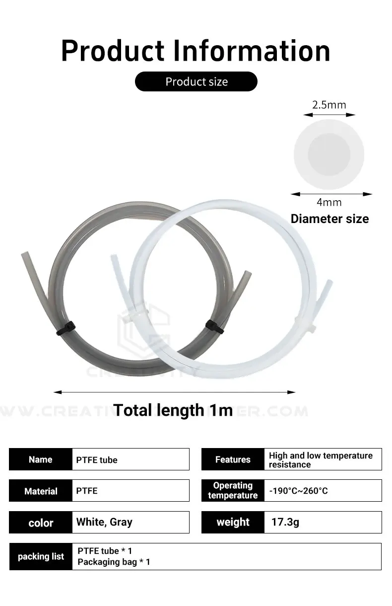 PTFE-Schlauch für Labor P1P P1S P2S X1 X1C A1 H2D K1 AD5M Bowden Extruder Filament 1,75mm 2,5*4mm AMS PTFE-Rohr 3D-Drucker Zubehör – Detail 10