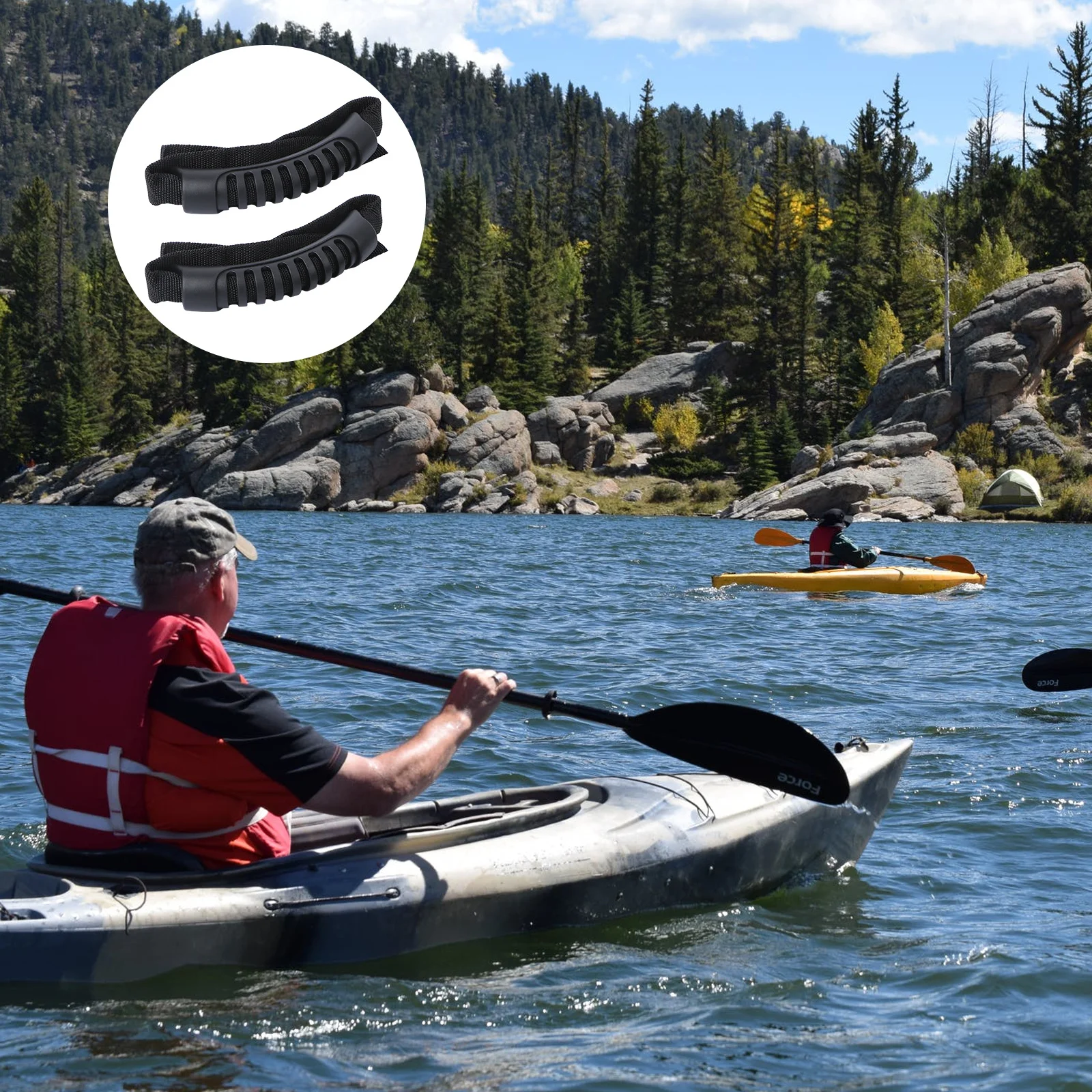 

2Pcs Kayak Handles Set Heavy Duty Boat Accessories Side Mount Replacement for Canoe Luggage Door Handle with Non-Slip Finger