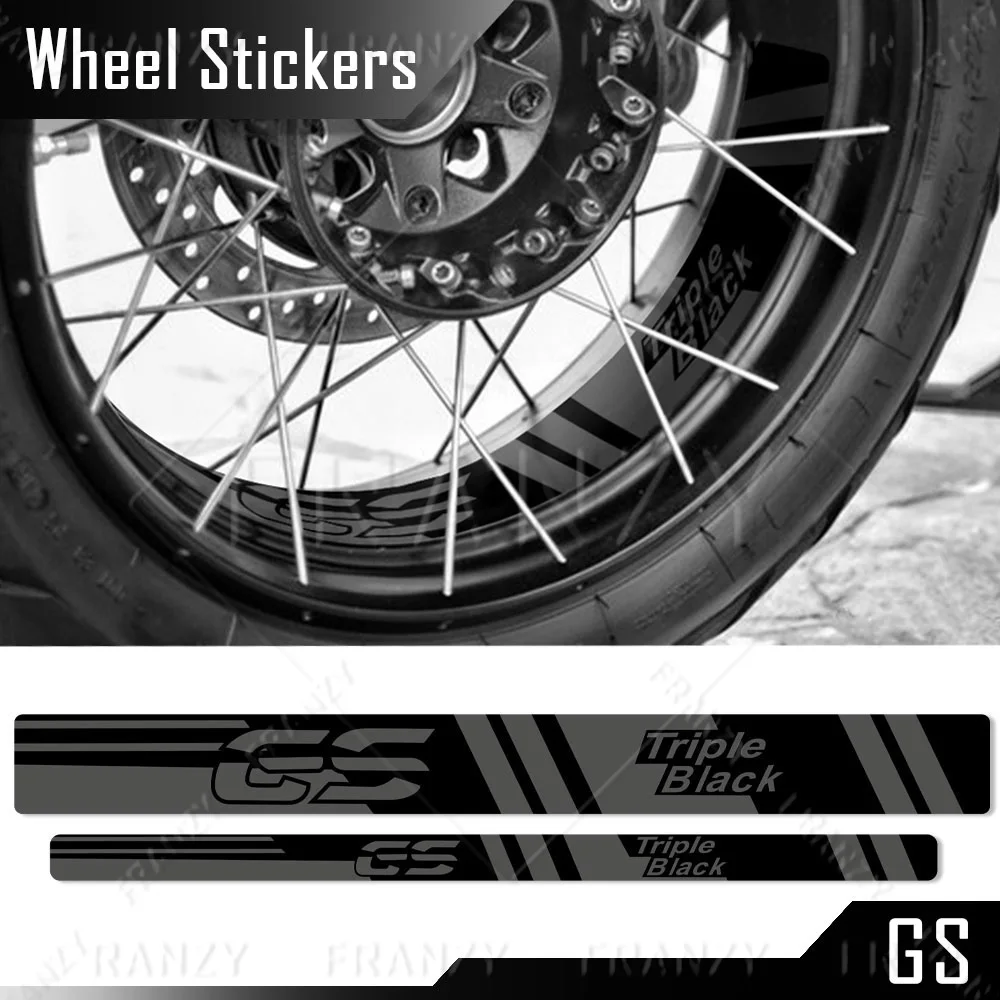 Motorcycle Wheel Sticker Rim Decals Triple Black Hub Stripe Tape For R1200GS ADV 2006-2018 R1250GS Adventure GSA 2019-2024