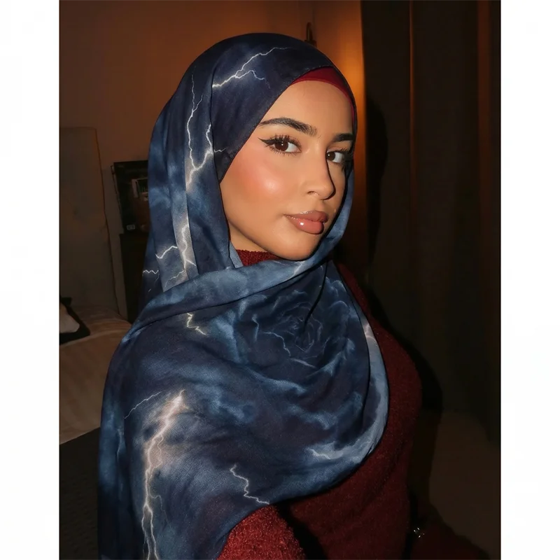 Neuer Damen-Aquarell-Hijab-Schal, Bandana, Stirnband, Vintage-Luxus-Strandtuch, 180 cm lang, Halstuch, Bohème-Muslim-Accessoires 2026