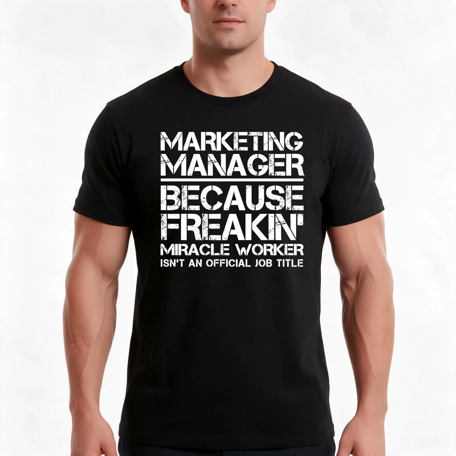 Marketing Manager Miracle Worker T-Shirt, Summer Casual Cotton Tee, Oversized Streetwear Tops, Vintage Graphic Print