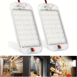 12V 24V RV Interior Light Super Bright 48LEDs Car Ceiling Dome Light Bar With Switch For Camper Van Bus Caravan Boat Cab Light