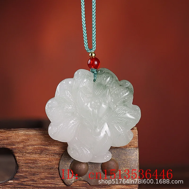 Tianshan Cui Jade Nine Tailed Fox Little Nine Tailed Fox Necklace Pendant Fashion Jewelry Accessories Men Women Gifts Amulet