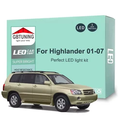 Canbus LED 인테리어 전구 키트, 도요타 하이랜더 클루거 2001 2002 2003 2004 2005 2006 2007 자동차 독서 트렁크 램프, 11 개