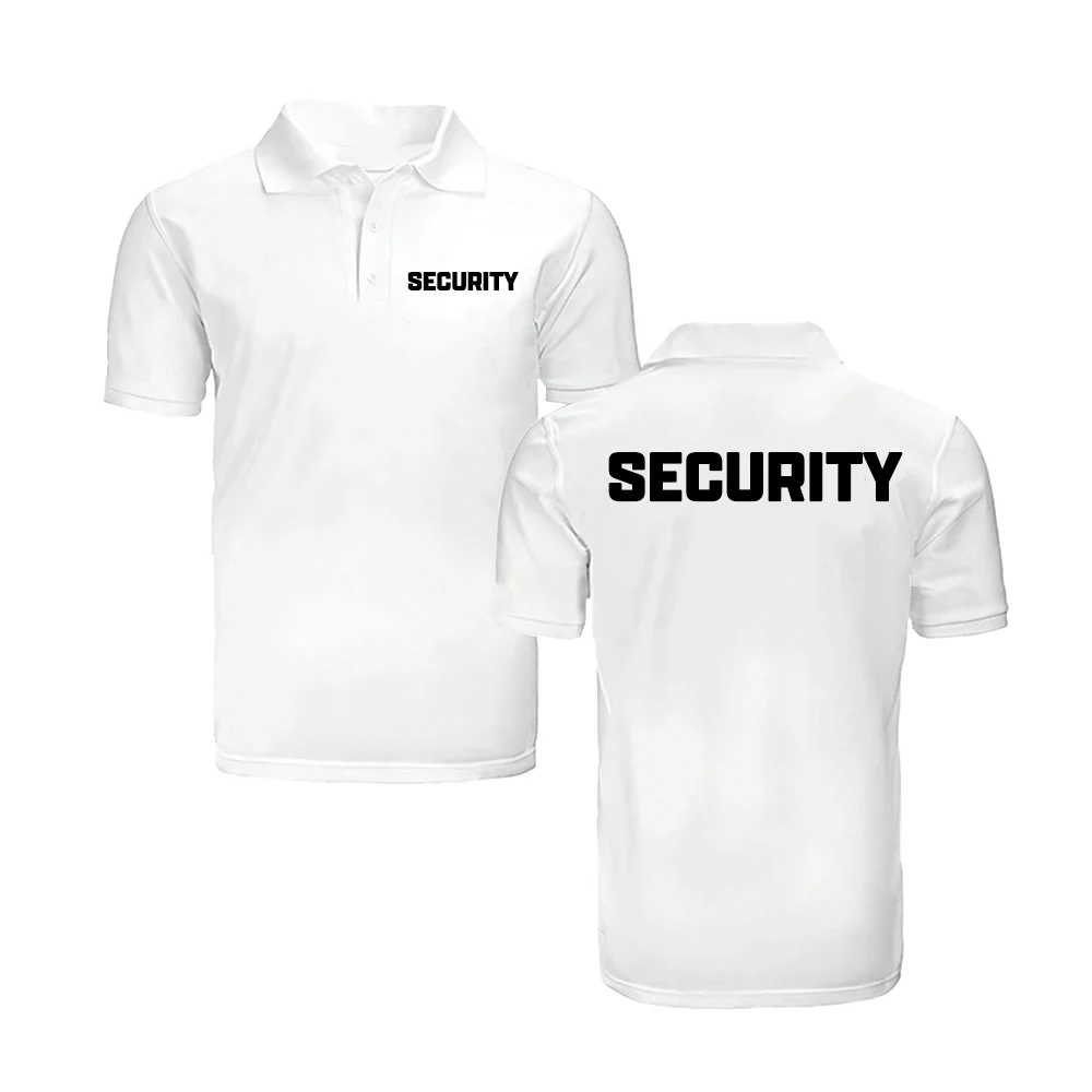 Classic Security Officer Men\'s Solid Color Custom Logo Polo Shirt Casual Polyester Lightweight Soft Work Uniform Bulk Tops