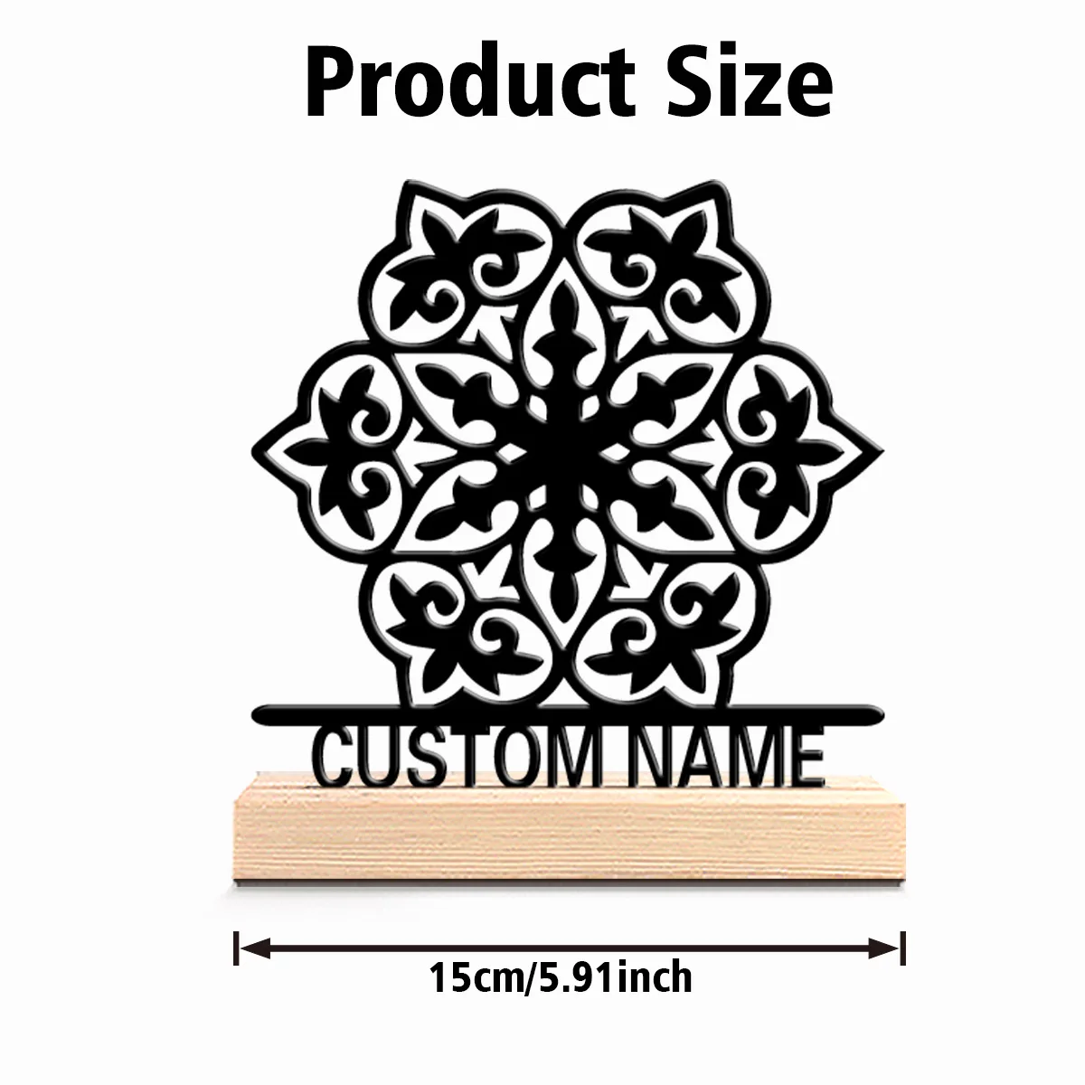 1pc Mysterious Personalized Custom flower Metal Statues Wooden Base Desk Decor for Clock Collectors Vintage Gothic Office Themes