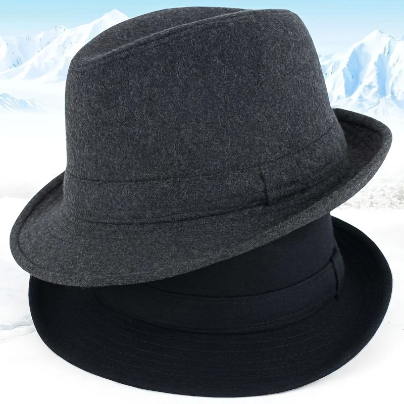 Men\'s bowler hat spring and fall warm jazz cap British style middle-aged and elderly winter dad retro gentleman hat