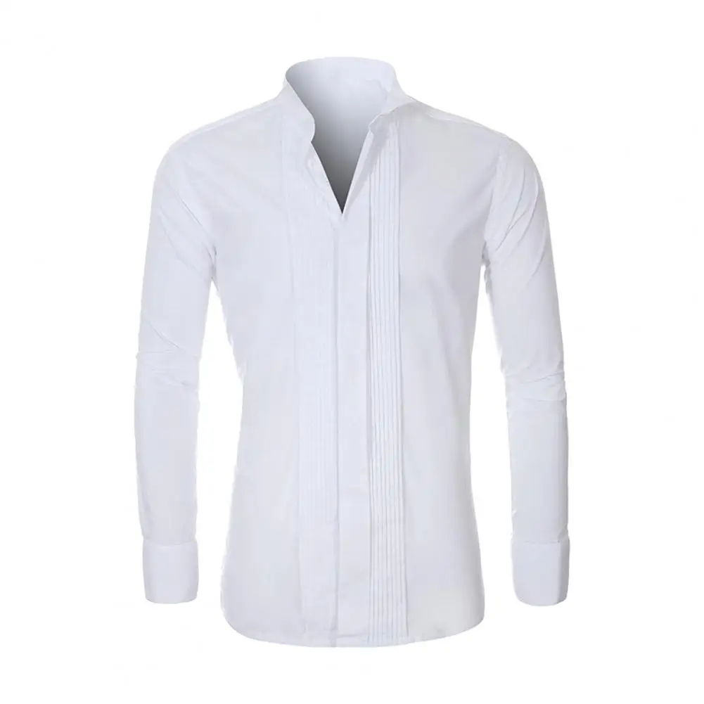 Men Long Sleeve Shirt Lightweight Men Shirt Elegant Men's Winged Collar Dress Shirt for Formal Office Wedding Party Events Long