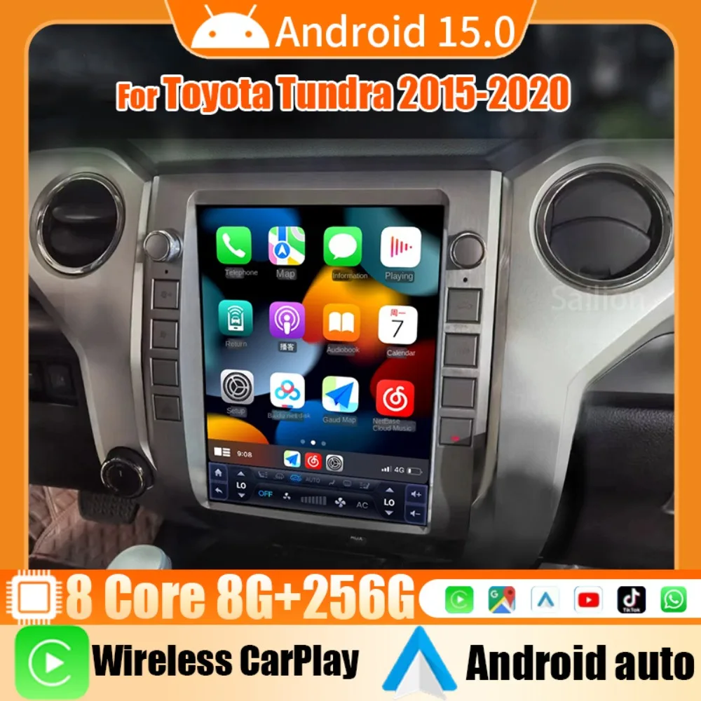 

Android 15 Car Stereo Radio For Toyota Tundra 2015-2020 Multimedia Video Player Wireless Carplay Mirror Link GPS Navigation Box