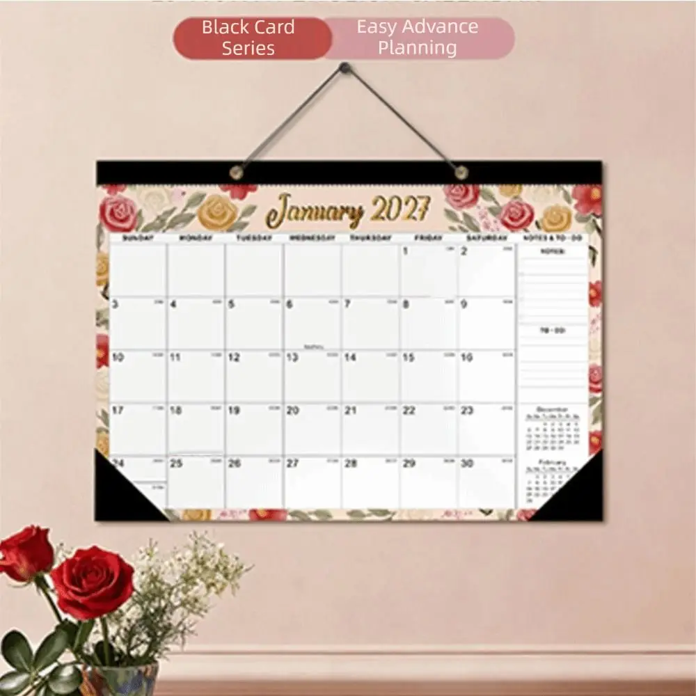 18 Months 2027 Wall Calendar Daily Planning January 2027- June 2028 English Hanging Calendar Waterproof Cover Colorful