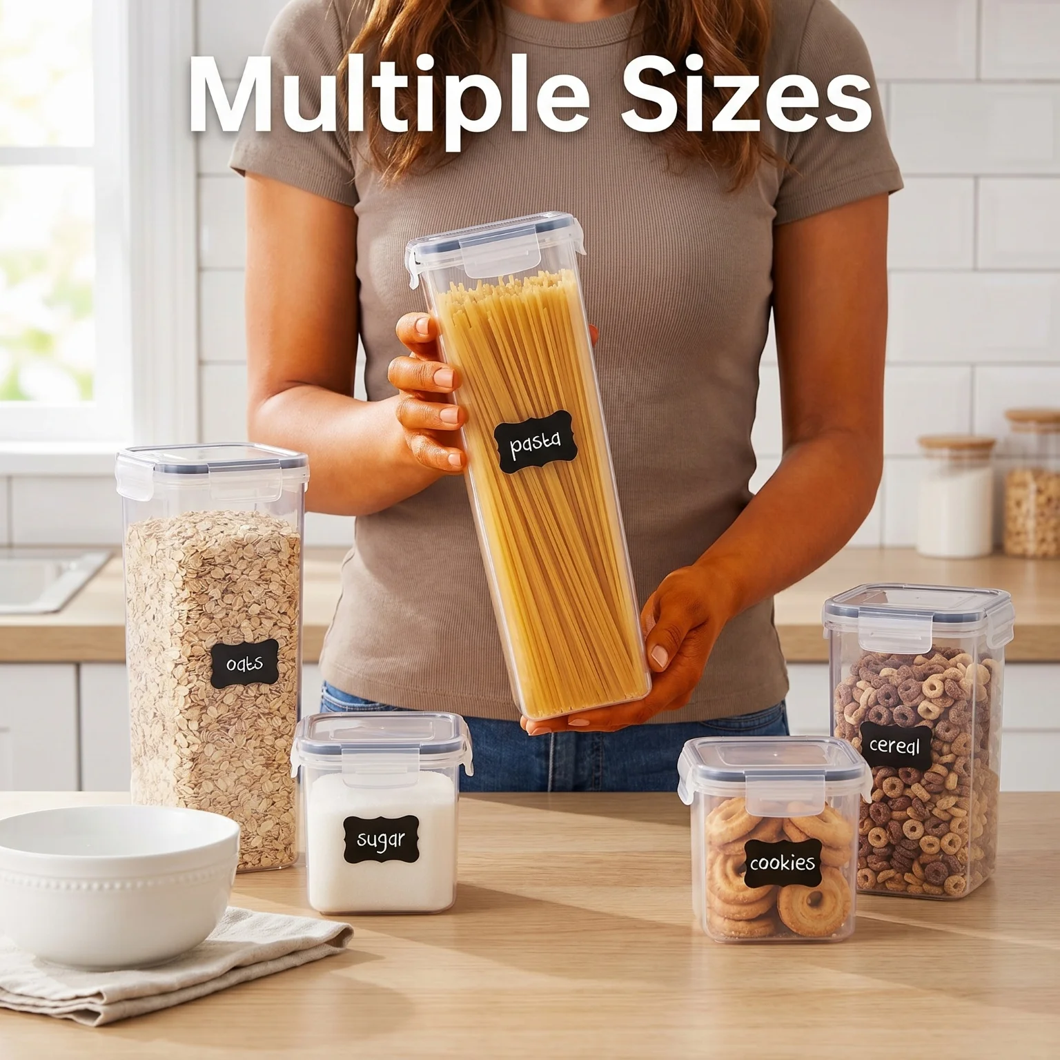 24個セット 密閉シリアル保存容器 BPAフリー 透明プラス - Snacks Food Labels のレビューと価格
