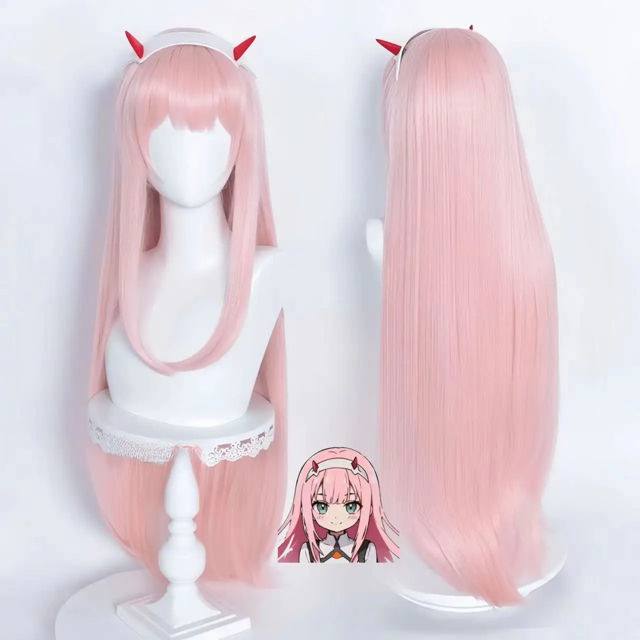 Anime DARLING DARLING in the FRANXX Zero Two Cosplay Costume Women Cosplay  Headband Wig Accessories