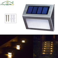 4Pcs Solar 3LED Charging Lights Stair Stainless Steel Outdoor Garden Decorative For Home Courtyard Fence Park Atmosphere Lamps